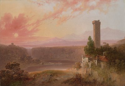 Vista del lago Nemi al atardecer de Joshua Shaw
