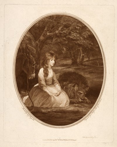 Miss Elizabeth Beauclerc como Una, grabado por Thomas Watson de Joshua after Reynolds