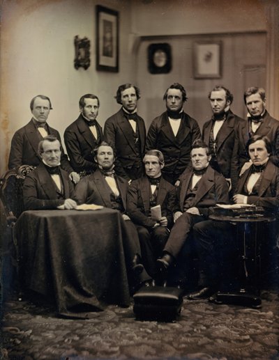 Abogados o clérigos de Boston, ca. 1850. Creadores: Josiah Johnson Hawes, Albert Sands Southworth de Josiah Johnson Hawes, Albert Sands Southworth