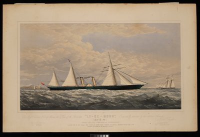 A Messrs Dent  Co de China, este grabado del buque de vapor Ly-Ee-Moon, Norman Hill, Esqr Commander.... construido por la Thames Iron Works and Shipbuilding Company, Blackwall...,, c.1860 (litografía, coloreada) de Josiah Taylor