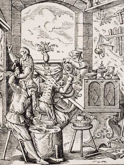 Orfebre, reproducción de un grabado en madera del siglo XVI por Jost Amman de Jost (after) Amman