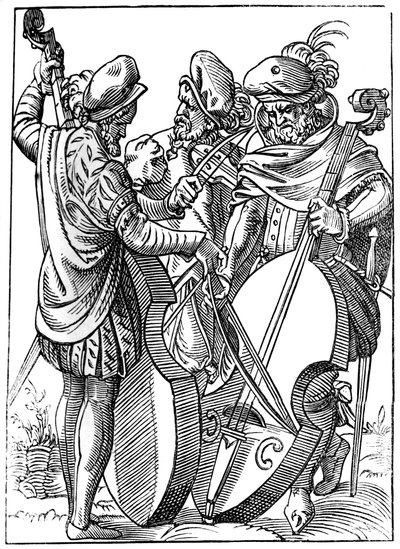 Un violinista y dos violonchelistas, siglo XVI, 1849 de Jost Amman