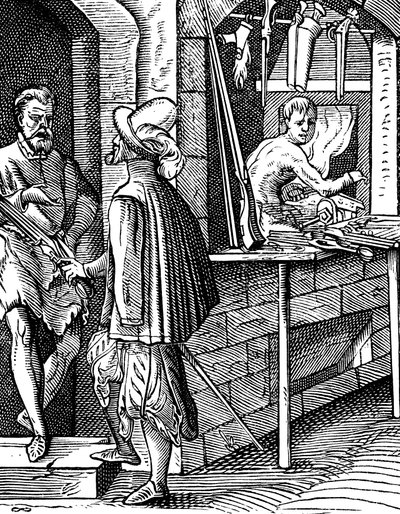 Arcabucero o fabricante de armas de mano, c1559-1591 de Jost Amman