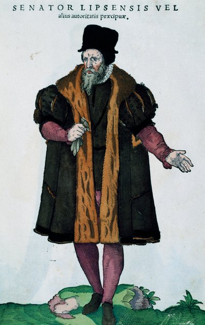 Senador de Leipzig, grabado de Habitus praecipuorum popularum de Jost Amman
