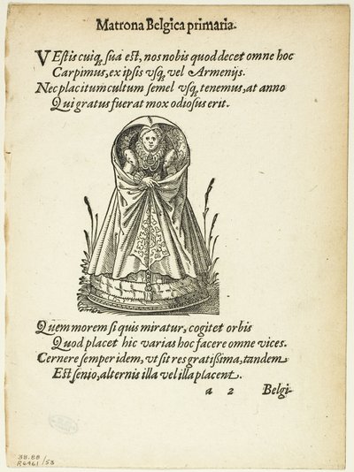 Matrona Belgica primaria (Matrona belga de primer rango) de Gynaeceum, sive Theatrum Mulierum, lámina 53 de Xilografías de libros del siglo XVI de Jost Amman