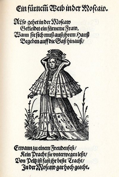 Mujer noble de Moscú. Del Frauentrachtenbuch Frankfurt, 1586 de Jost Amman