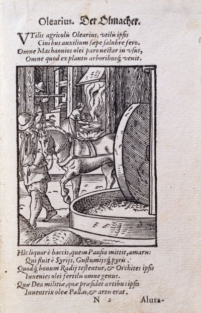 Fabricante de aceite, ilustración de la edición latina de 