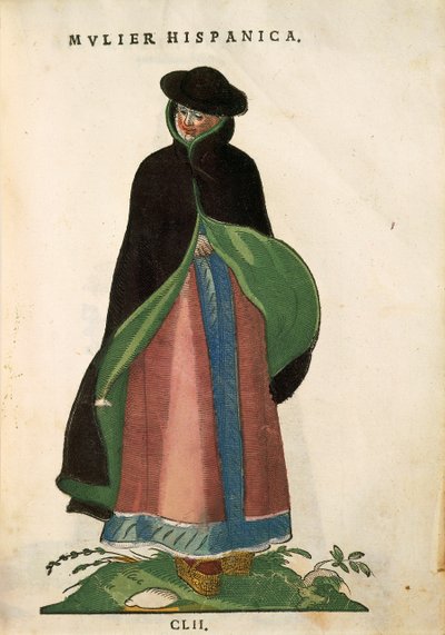 Mujer española, de Habitus Praecipuorum Popularum por Jost Amman, grabado de Jost Amman