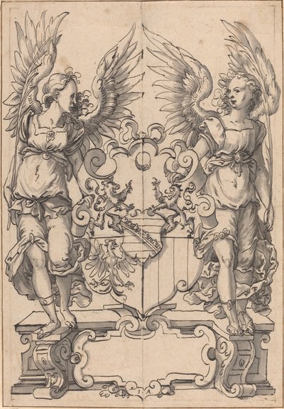 Dos Ángeles Sosteniendo un Escudo de Armas de Jost Amman