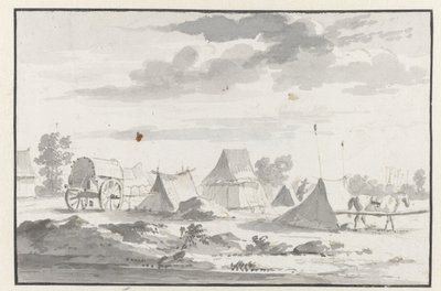 Vista de un campamento del ejército de Guillermo III cerca de Lovaina de Josua de Grave (circle of)