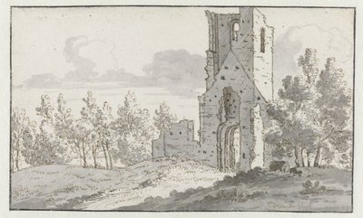 La ruina de la capilla de Eik en Duinen cerca de La Haya de Josua de Grave