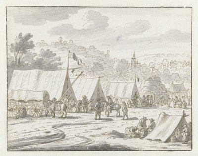 Vista de un campamento del ejército de Guillermo III cerca de Lembeek, Brabante Flamenco de Josua de Grave