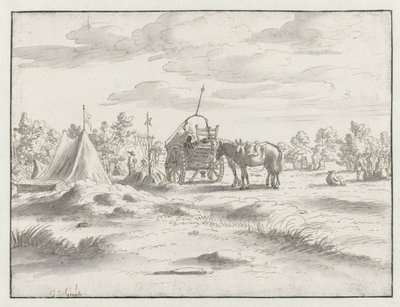 Vista de un campamento del ejército de Willem III cerca de Lovaina de Josua de Grave
