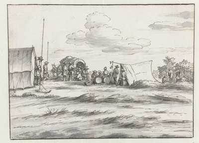 Vista de un campamento del ejército de Willem III cerca de Lovaina de Josua de Grave