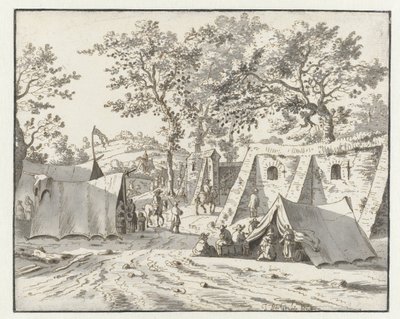 Vista de un campamento del ejército de Willem III cerca de Lovaina de Josua de Grave
