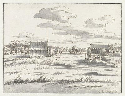 Vista de un campamento del ejército de Willem III cerca de Lovaina de Josua de Grave