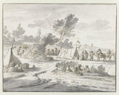 Vista de un campamento del ejército de Willem III cerca de Lembeek, Brabante Flamenco de Josua de Grave