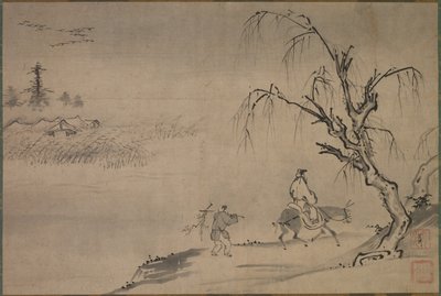 Literato chino en un paisaje otoñal, finales de 1400 de Josui Sōen