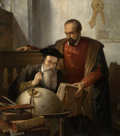 Mercator y Ortelius (óleo sobre lienzo) de Jozef (1816 88) Bellemans