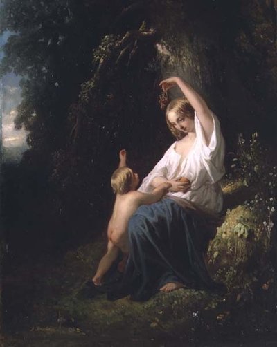 Madre e hijo, c.1850 de Jozef  Israels