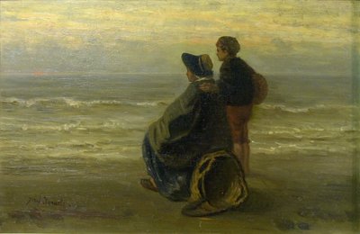 Madre e hijo a la orilla del mar, c.1890 (óleo sobre tabla) de Jozef (1824 1911) Israels