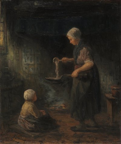 Los panqueques, c. 1875 (óleo sobre tela) de Jozef (1824 1911) Israels