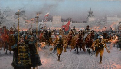 Salida de Wilanów de Juan III Sobieski y Marysienka de Jozef Brandt