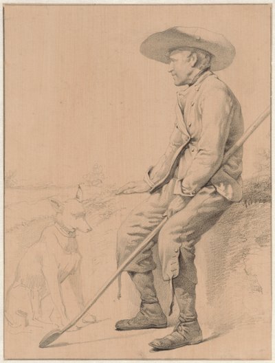 Pastor sentado con perro de Jozef Hoevenaar