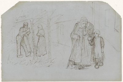 Campesino, campesina y niña con una anciana de Jozef Israëls