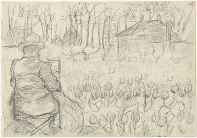 Pintor en un campo de tulipanes de Jozef Israëls