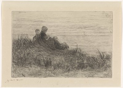 Paisaje de dunas con madre e hijos. de Jozef Israëls (signed by artist)