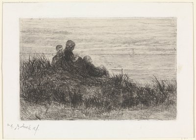 Paisaje de dunas con madre e hijos. de Jozef Israëls (signed by artist)