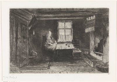 Interior con madre e hijo de Jozef Israëls (signed by artist)