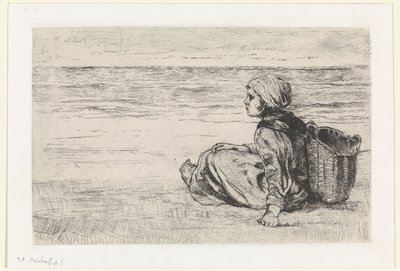 chica junto al mar de Jozef Israëls (signed by artist)