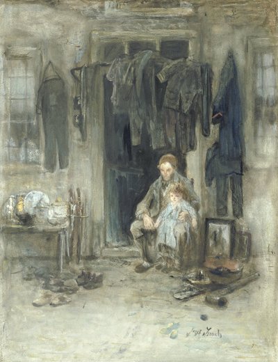 Hijo del pueblo antiguo de Jozef Israëls (signed by artist)
