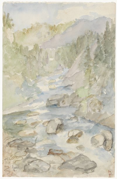Paisaje de montaña con arroyo de Jozef Israëls