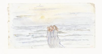 Tres chicas, junto al mar de Jozef Israëls
