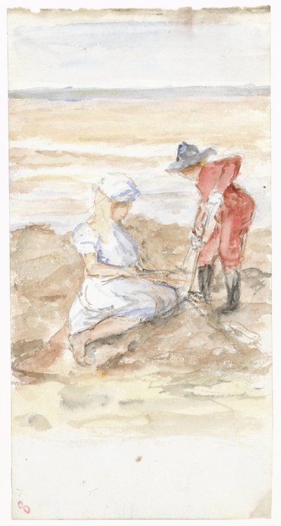 Niños jugando en la playa de Jozef Israëls