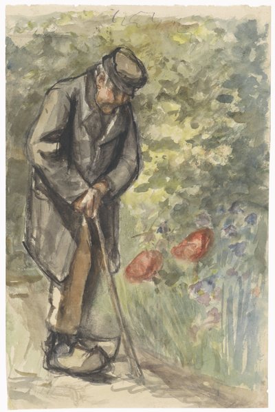 Anciano apoyado en su bastón de Jozef Israëls