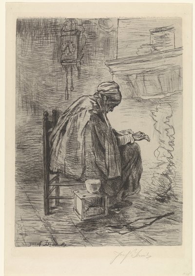 Anciana junto a la chimenea de Jozef Israëls
