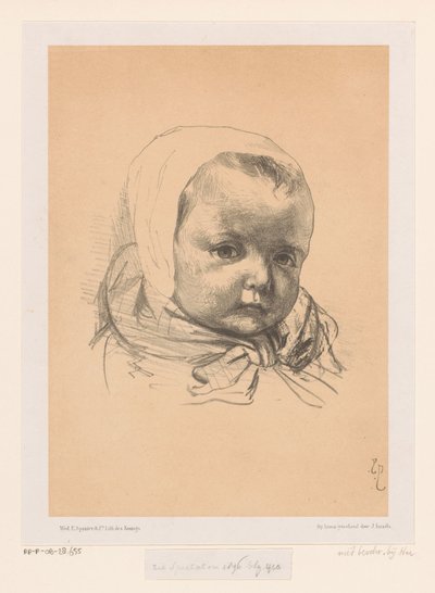 retrato, de, un, bebé, con, sombrero de Jozef Israëls