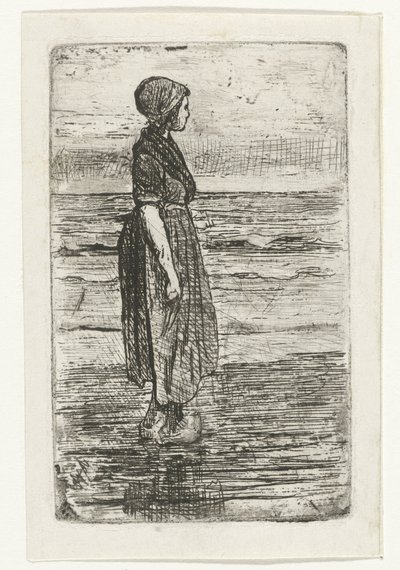Mujer de pie en la playa de Jozef Israëls