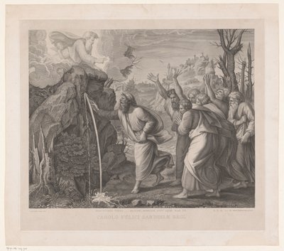 Mozes slaat agua uit de rotsen Golpeando la vara... el pedernal, brotaron las aguas (título sobre el objeto) de Jozef Karel De Meulemeester