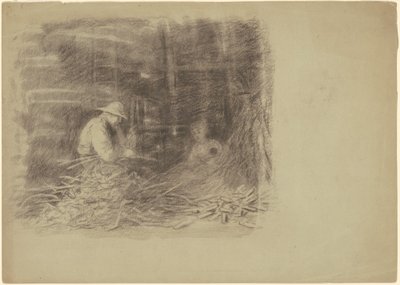 Campesinos desgranando maíz de Jr. Enoch Wood Perry
