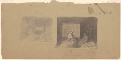 Estudios de agricultores desgranando maíz de Jr. Enoch Wood Perry