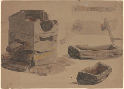 Estudios de un pozo y un abrevadero de madera de Jr. Enoch Wood Perry