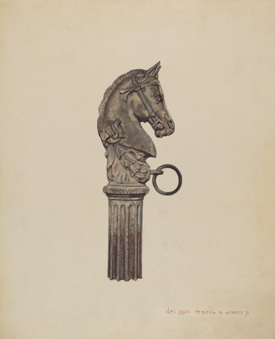 Poste de enganche con cabeza de caballo de Jr. Ernest A. Towers