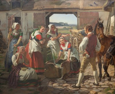 Chicas de la cosecha de Selandia en un pozo de Jørgen Roed