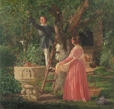 La antigua pila bautismal en el jardín de Jørgen Roed