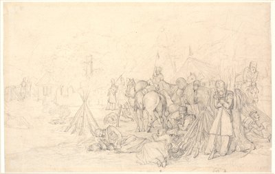 Franceses acampando en el campo de batalla después de una batalla de Jørgen V. Sonne